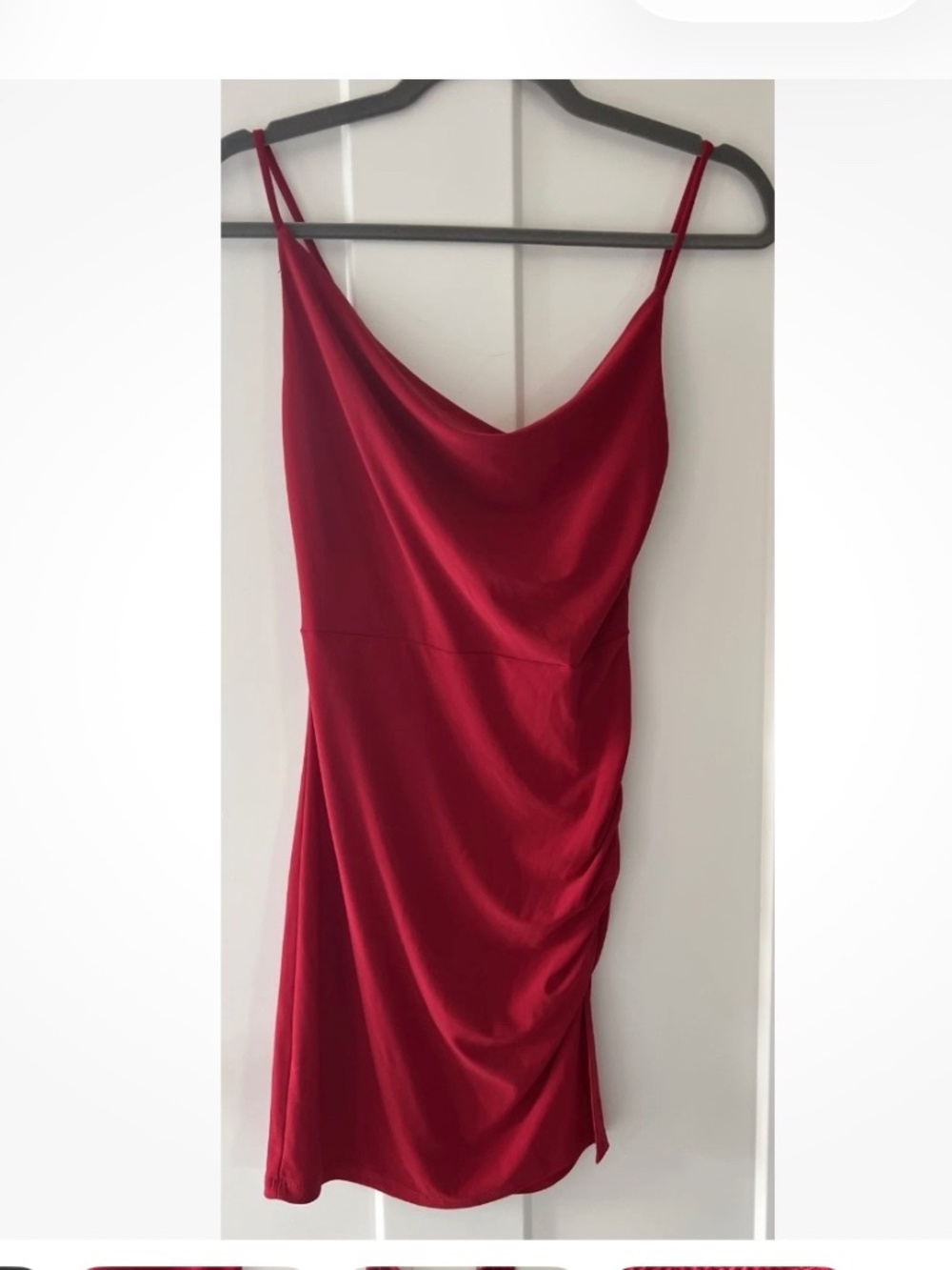I JOAH Red spaghetti strap rouched Bodycon Dress small